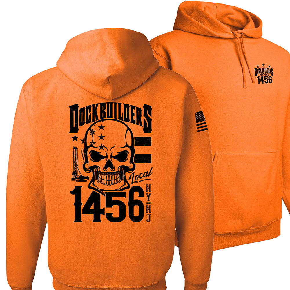 Dock Builders 1456 Skull Hoodie (Copy) - DOCKBUILDERS SKULL HOODIES SAFETY ORANGE