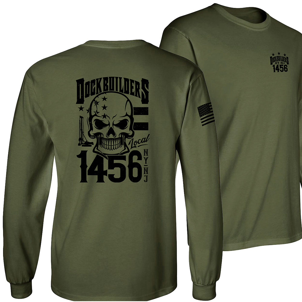 Dock Builders 1456 Skull Long Sleeve (Copy) - DOCKBUILDERS SKULL LSLEEVE MILITARYGREEN