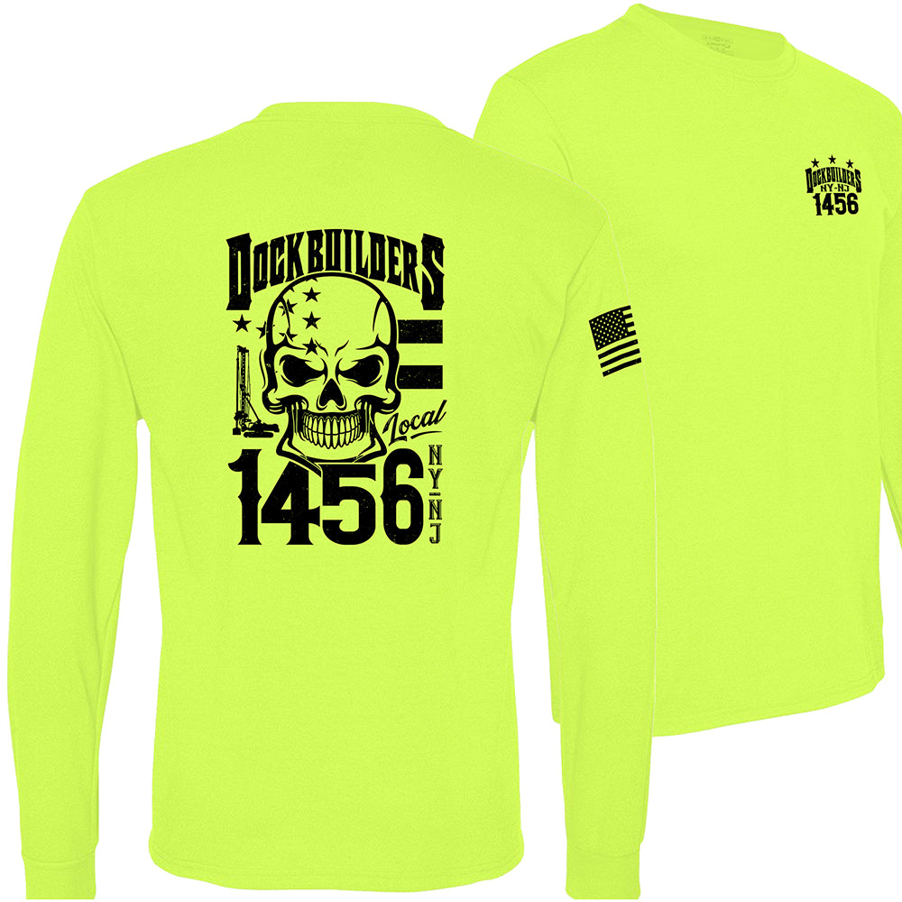 Dock Builders 1456 Skull Long Sleeve (Copy) - DOCKBUILDERS SKULL LSLEEVE SAFETY YELLOW