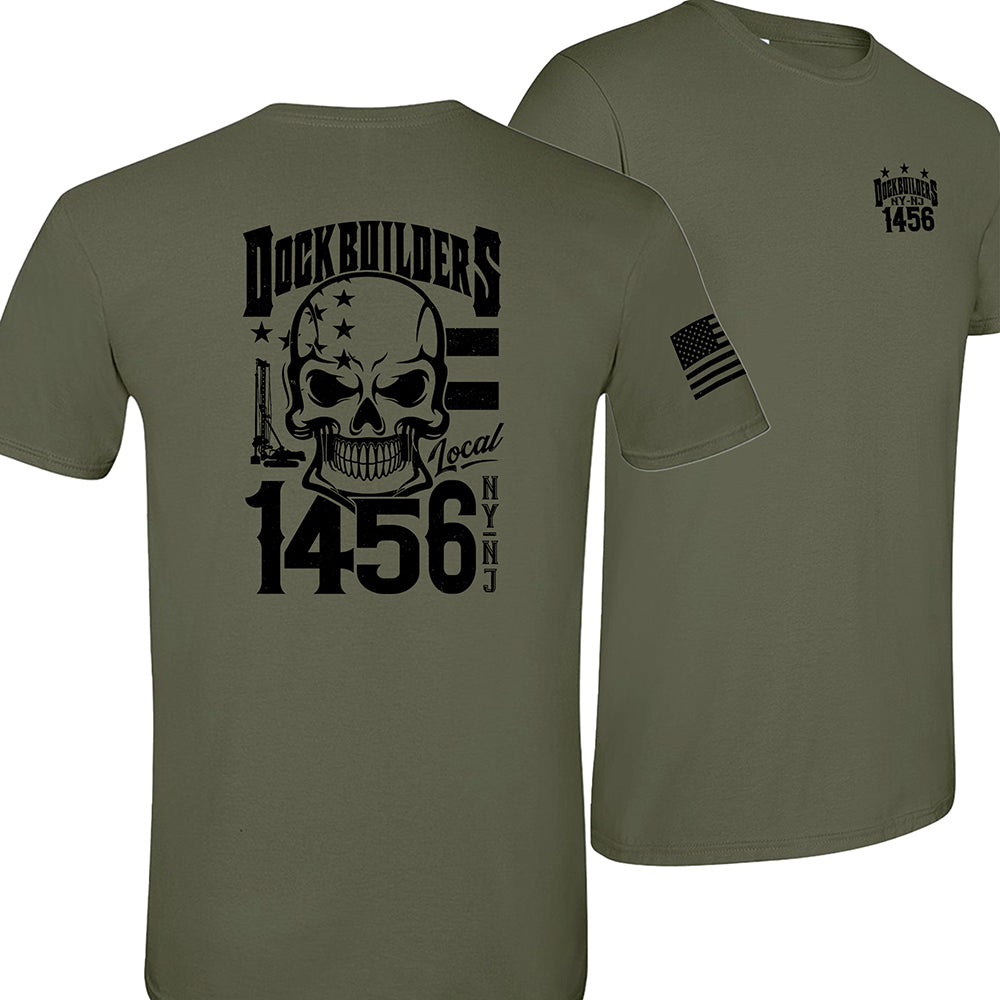 Dock Builders 1456 Skull T-Shirt (Copy) - DOCKBUILDERS SKULL TSHIRT MILITARYGREEN