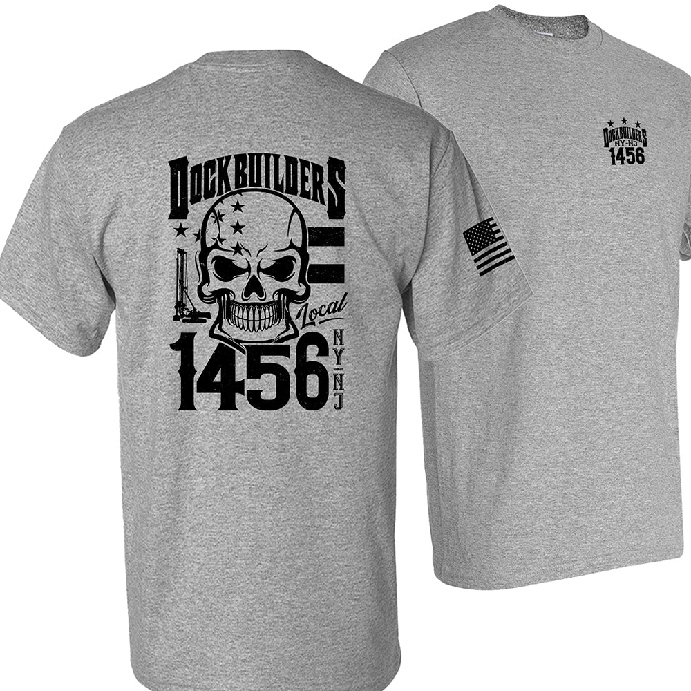 Dock Builders 1456 Skull T-Shirt (Copy) - DOCKBUILDERS SKULL TSHIRT SPORTS GREY