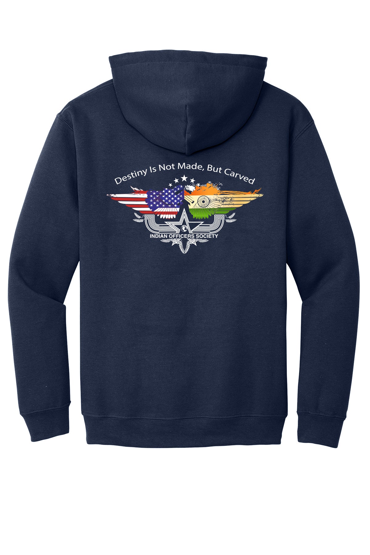 Indian Officers Society IOS Hoodie 18500 Navy back design