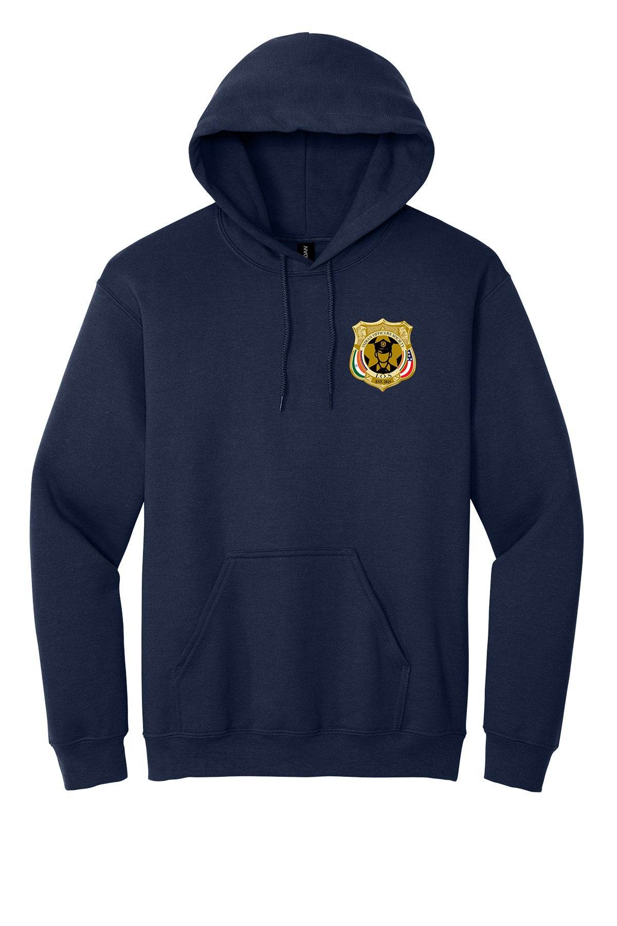 Indian Officers Society IOS Hoodie 18500 Navy front badge