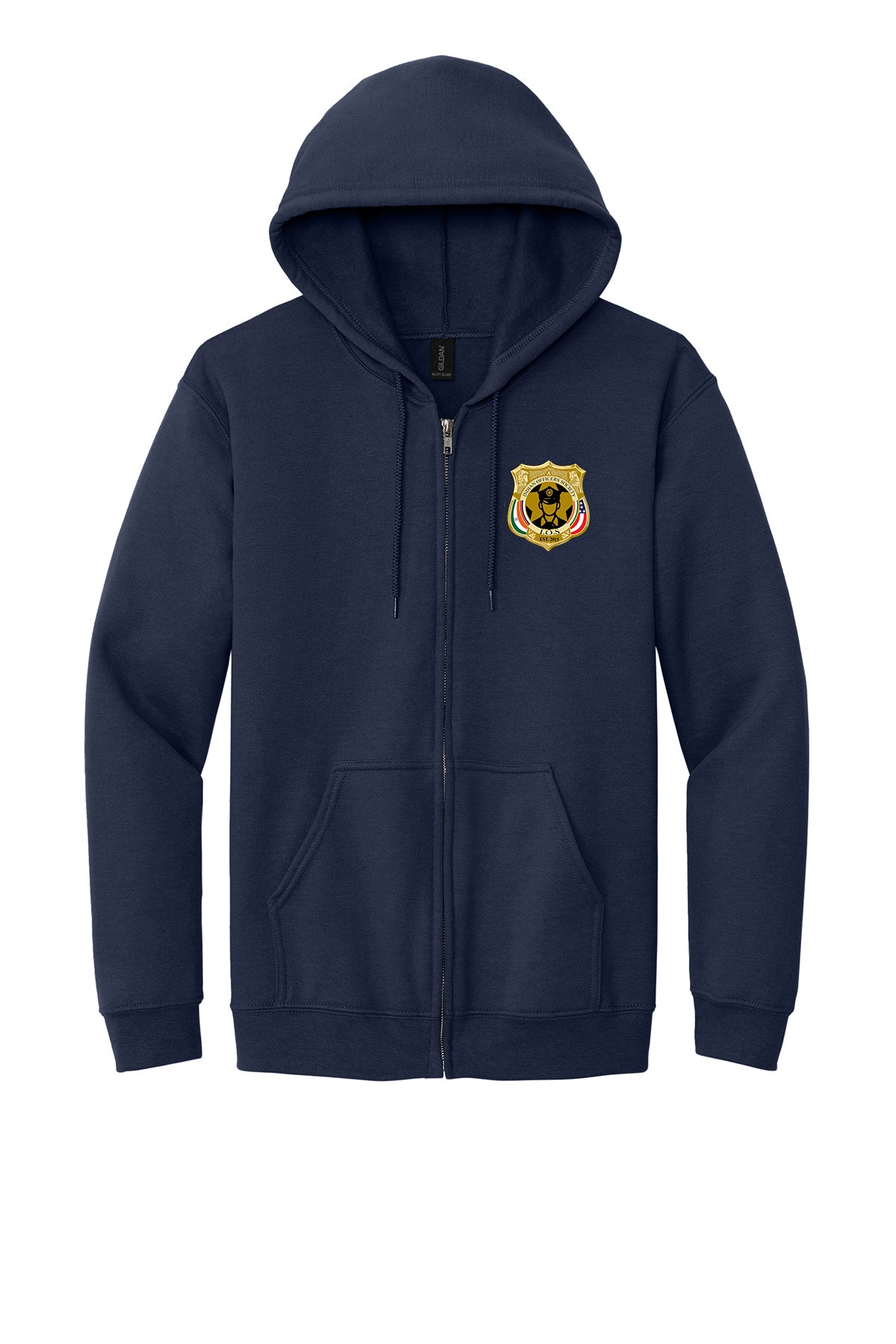 Indian Officers Society IOS Full-Zip Hoodie 18600 Navy front badge