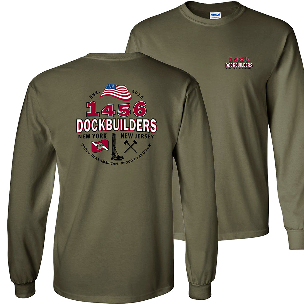 Dock Builders 1456 OG Long Sleeve - DOCKBUILDERS OG LSLEEVE MILITARY GREEN