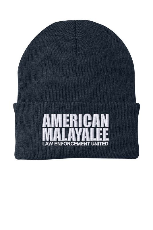 AMLEU Malayalee embroidered beanie in Navy