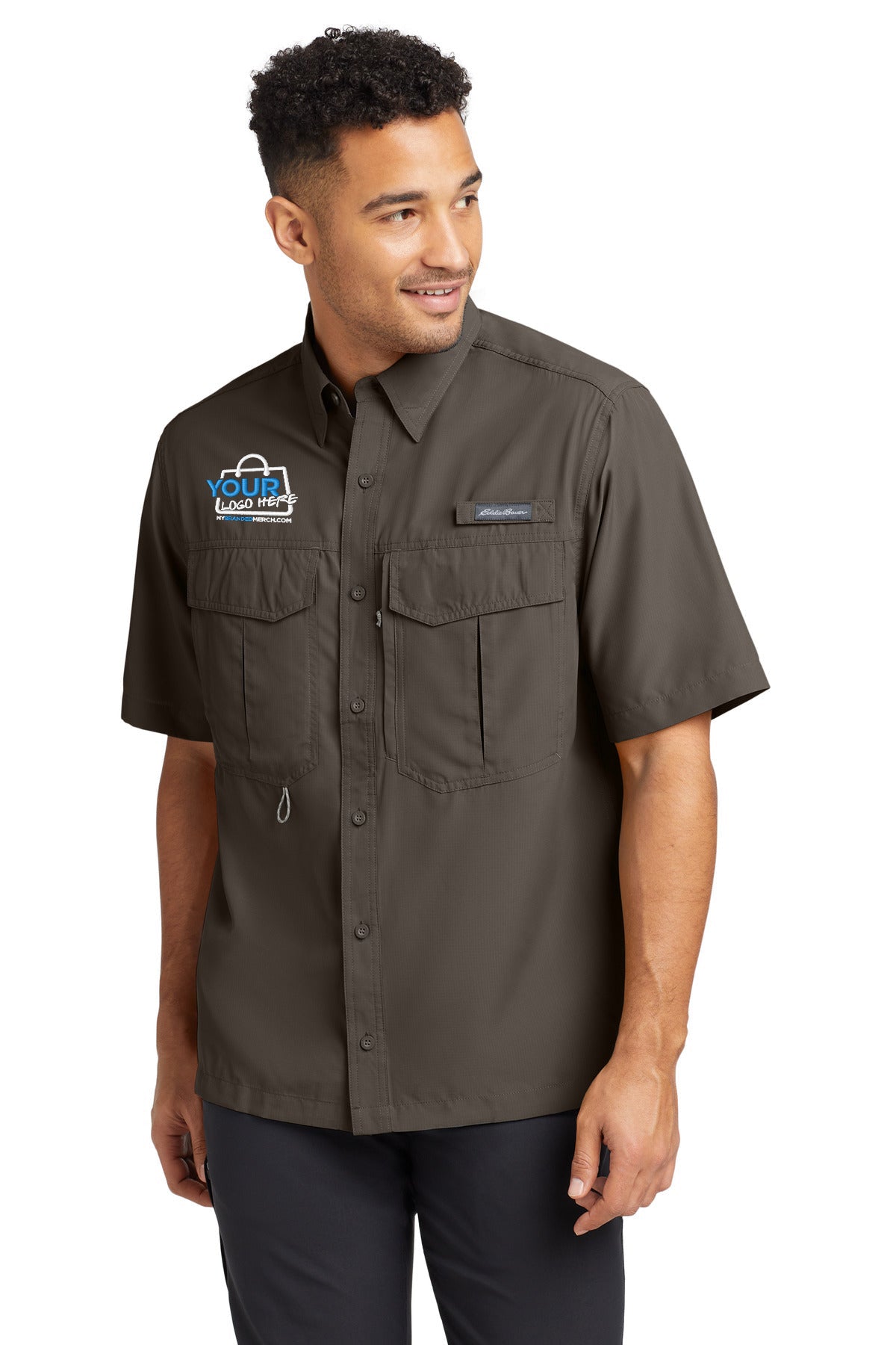 Custom logo Eddie Bauer® Short Sleeve Performance Fishing Shirt EB602 decoration preview