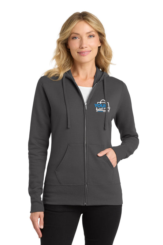 Custom logo Port & Co™ Women's Core Fleece Full-Zip Hooded Sweatshirt. LPC78ZH decoration preview