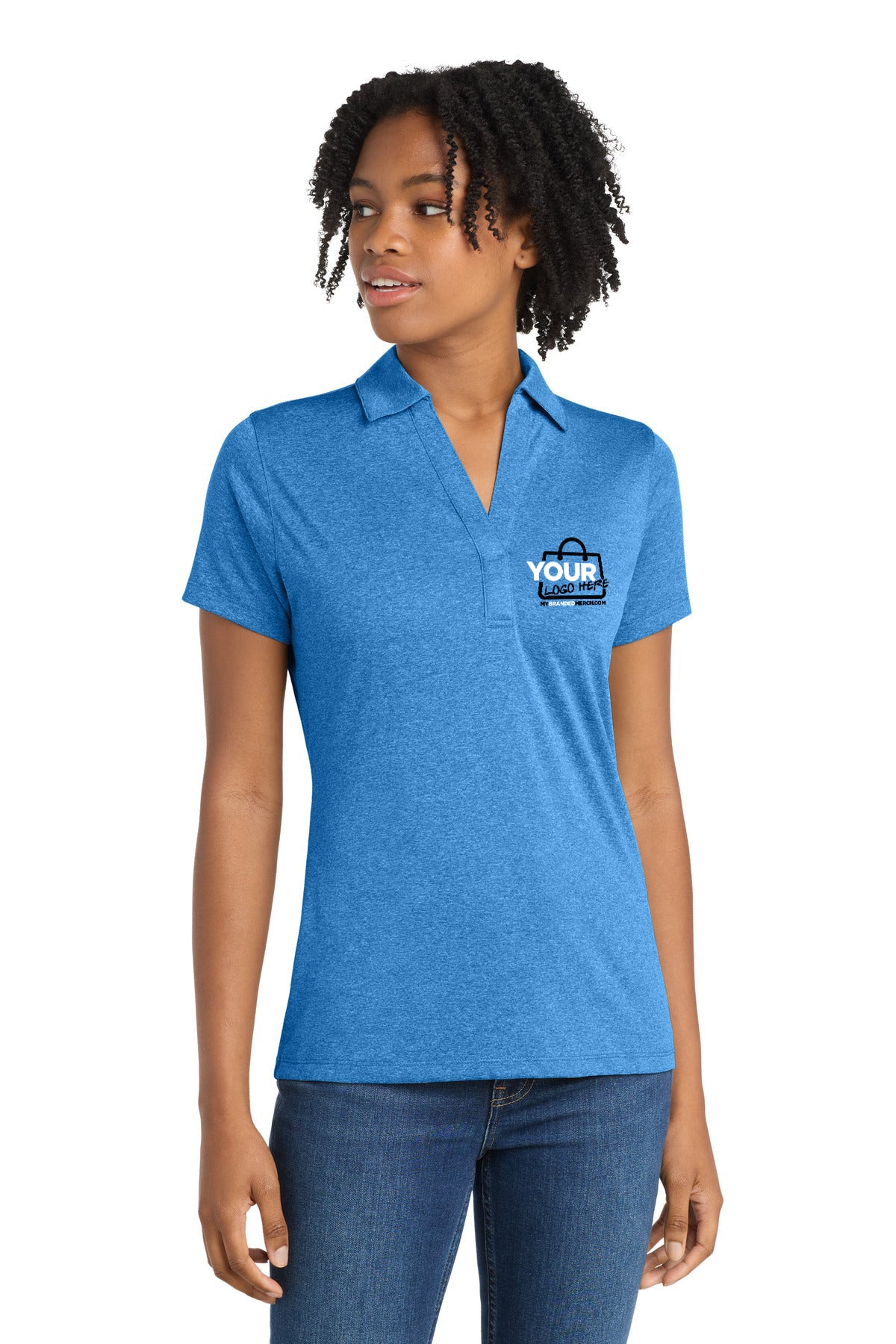 Custom logo Sport-Tek® Women's Heather Contender™ Polo. LST660 decoration preview