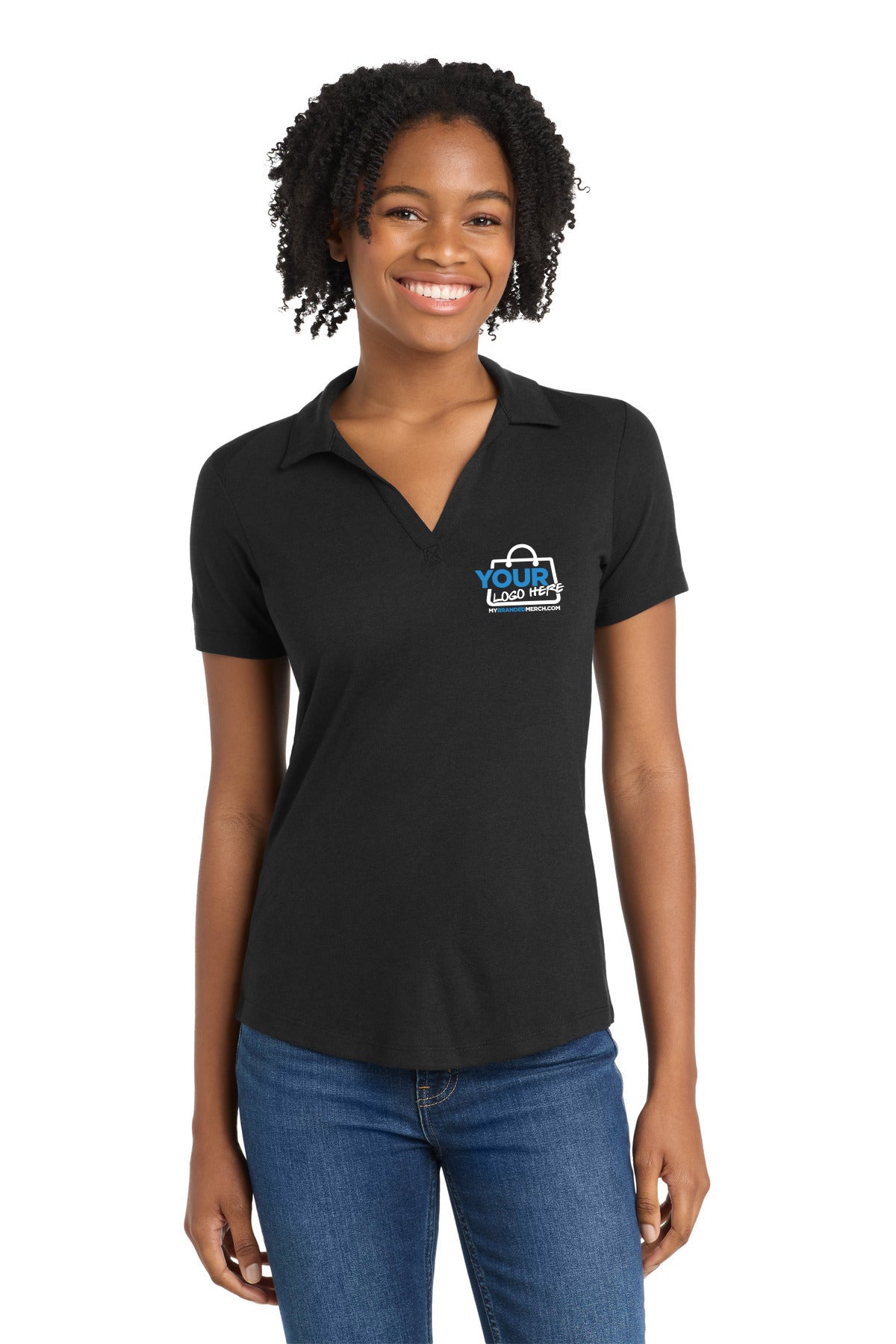 Custom logo Sport-Tek ® Women's PosiCharge ® Tri-Blend Wicking Polo. LST405 decoration preview