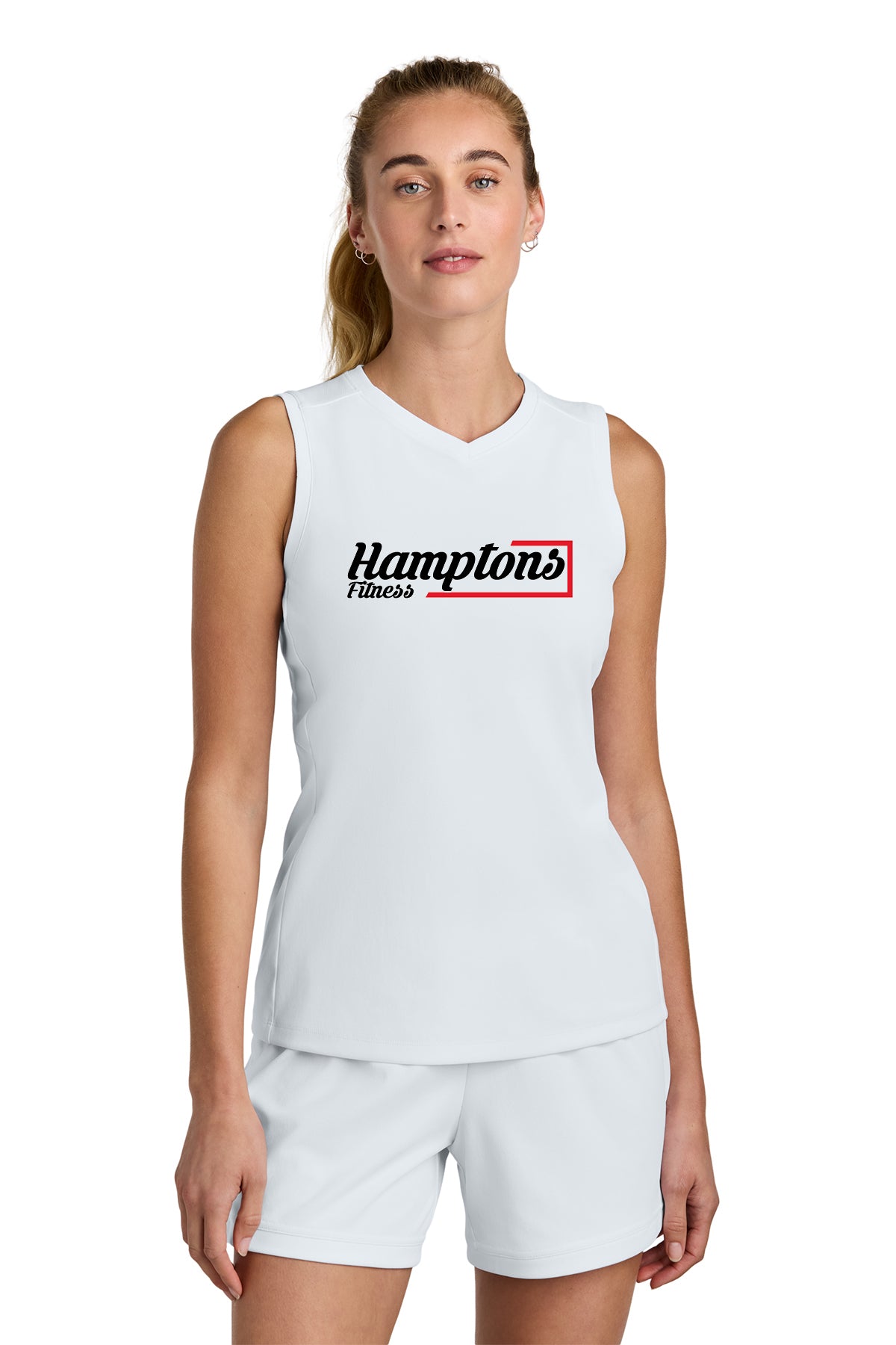 Hamptons Fitness LST441 women's white white sleeveless v-neck front
