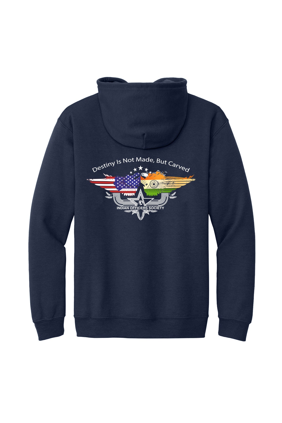 Indian Officers Society IOS Full-Zip Hoodie 18600 Navy back design