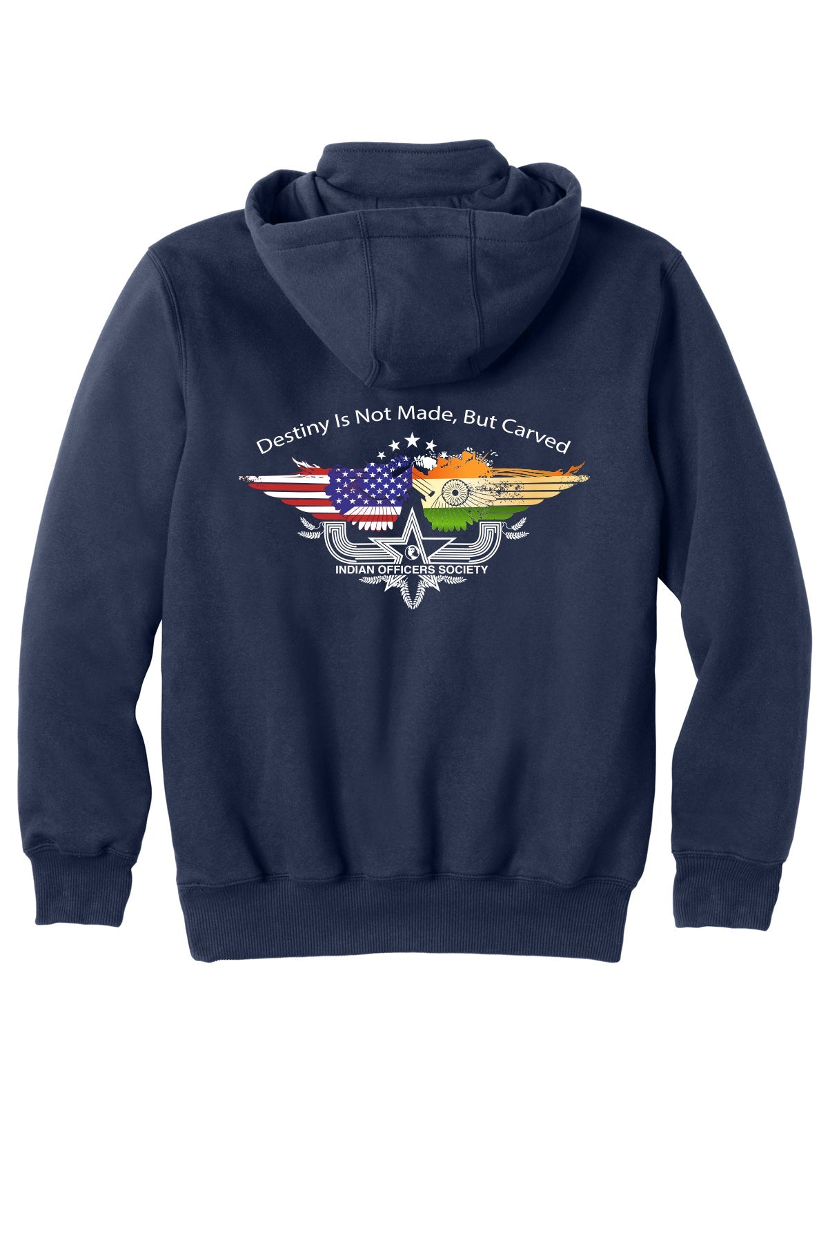 Indian Officers Society IOS Carhartt 1/4 Zip Hoodie CT100617 New Navy back design