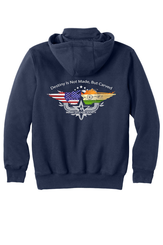 Indian Officers Society IOS Carhartt 1/4 Zip Hoodie CT100617 New Navy back design