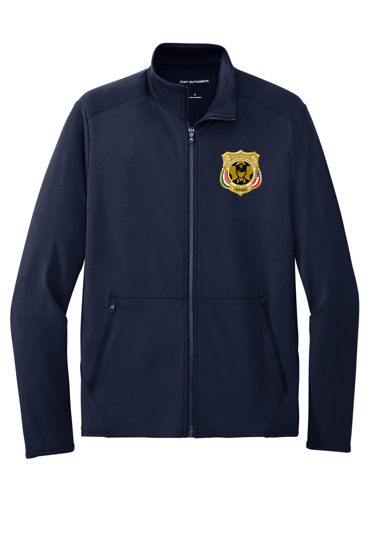 Indian Officers Society IOS Full-Zip Stretch Fleece K595 Navy front badge