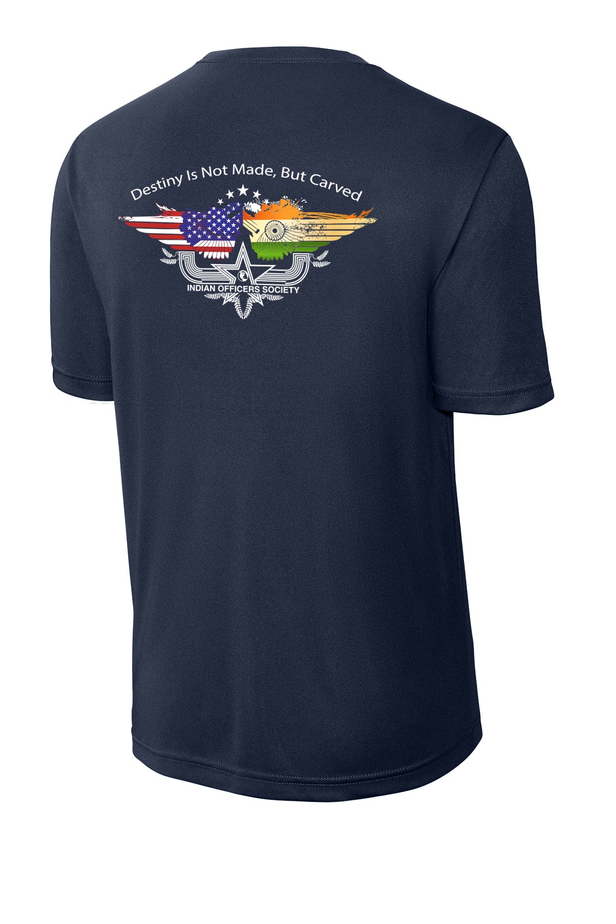 Indian Officers Society IOS Performance T-Shirt ST350 True Navy back design